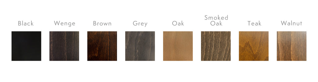 Image showing all Stressless wood samples in alphabetical order