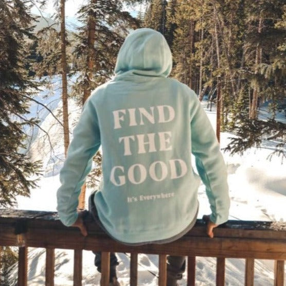 3 Simple Words - Embroidered Hoodie - Blue Mist - Find The Good Brand product image