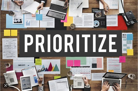 Image of Collage with Tons of Tasks on it and the word "Prioritize" in large letters to indicate that the tasks need to be prioritized