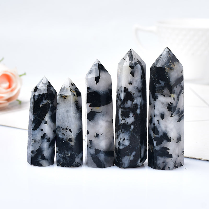 1PC Natural Crystal Point Black Tourmaline Quartz Healing Tower Stone Hexagonal Prisms 50-80mm Obelisk Wand Stone DIY Gift