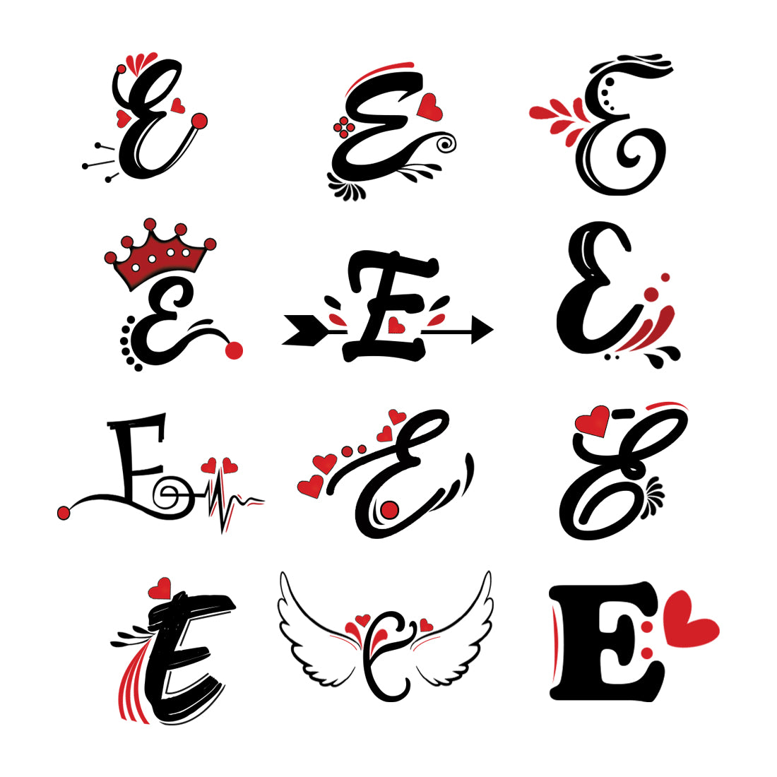 E Name Tattoo, Alphabet Tattoo, Temporary Tattoo, Tattoo, Sticker ...