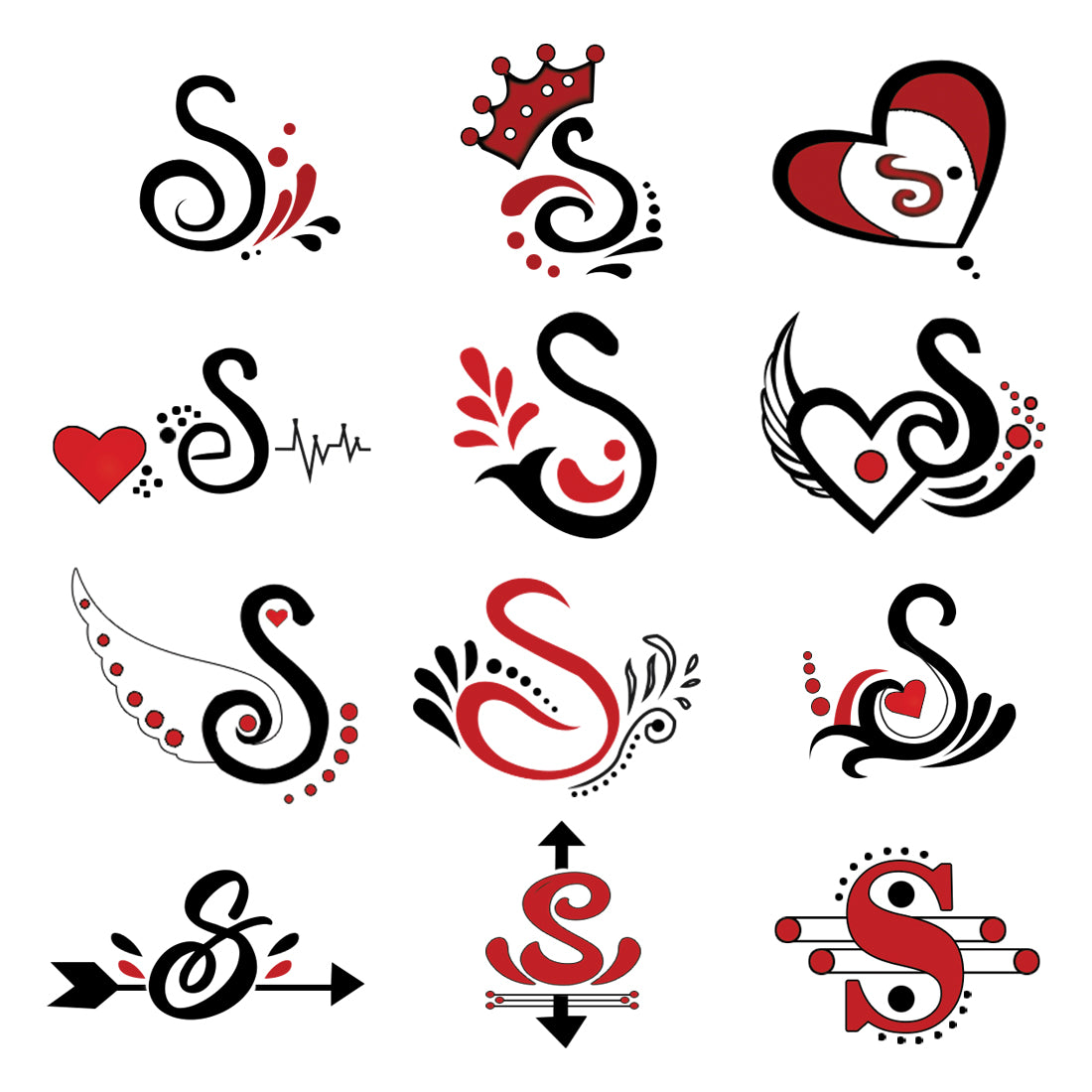 S Name Alphabet Tattoo Waterproof For Men and Women Temporary Body ...