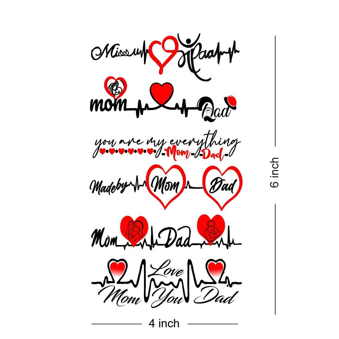 Heart Strength Tattoo Heart Line Tattoo Temporary Tattoo Body Sticker