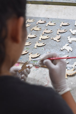 Making peace dove christmas ornaments