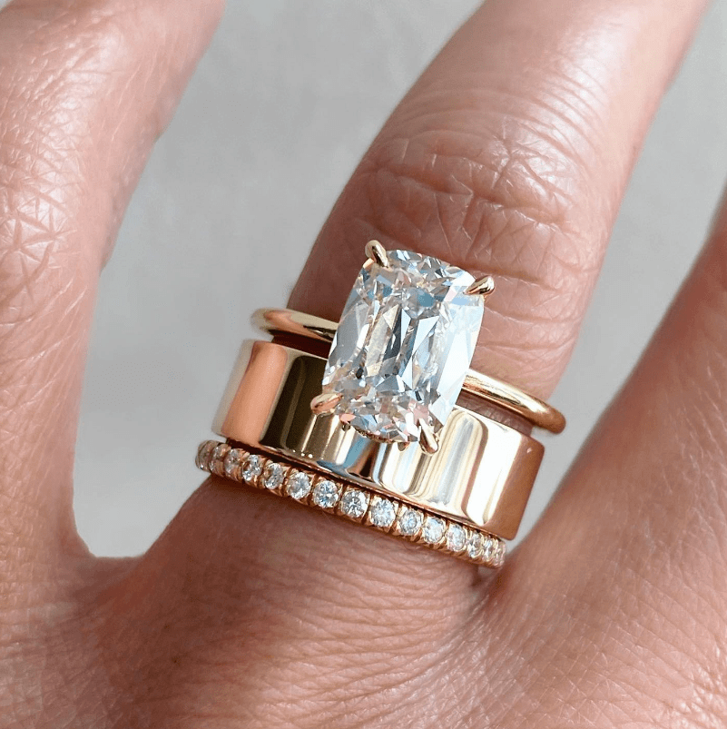 Diamond and gold stacking rings