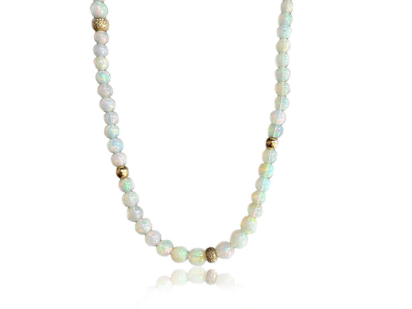 Opal and gold bead necklace