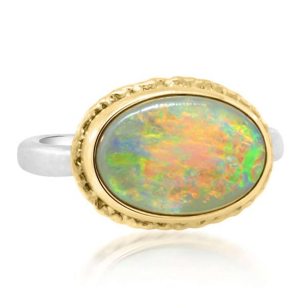 Oval Australian opal ring