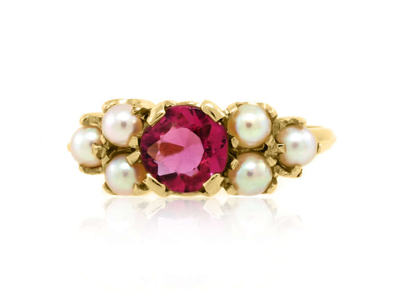 Vintage pearl and tourmaline ring