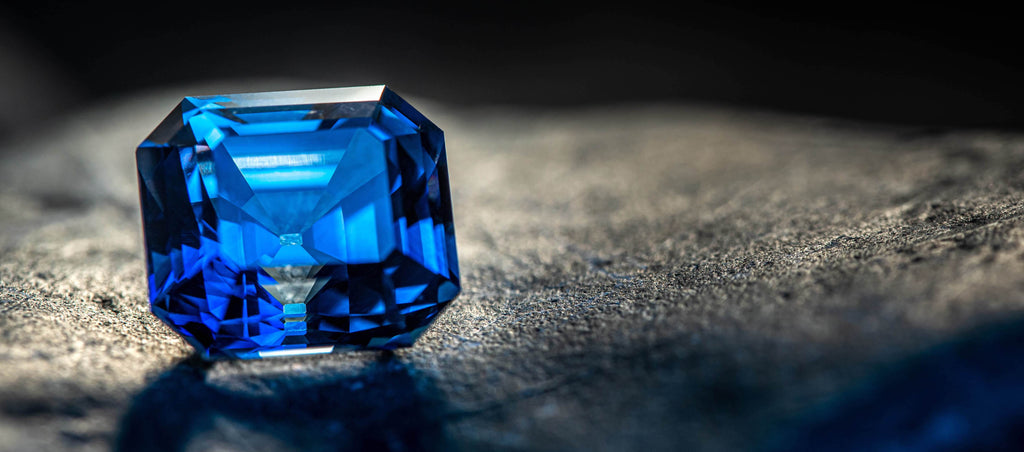 Close-up of a sapphire gem.