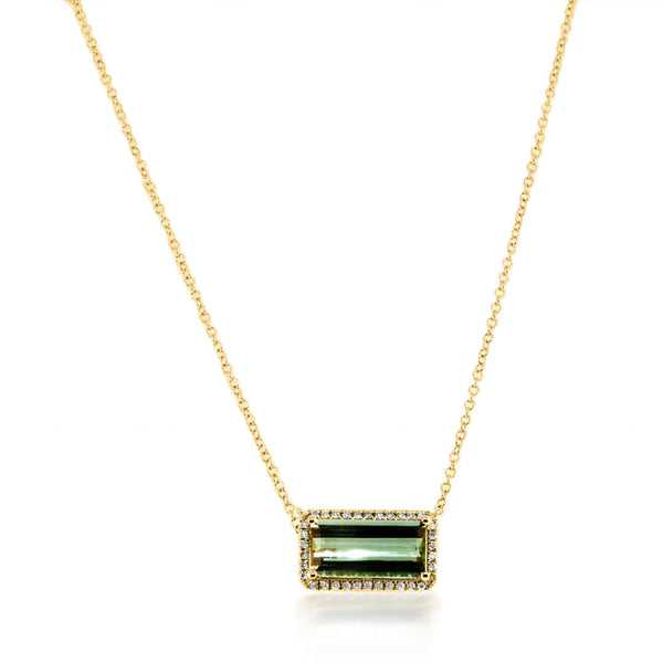 Green tourmaline diamond necklace