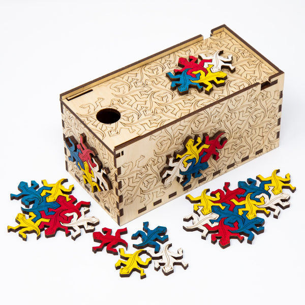 Wooden Puzzle Storage Box w/ Lizard Puzzle - Laser Cut Projects –  MakeTechCreate