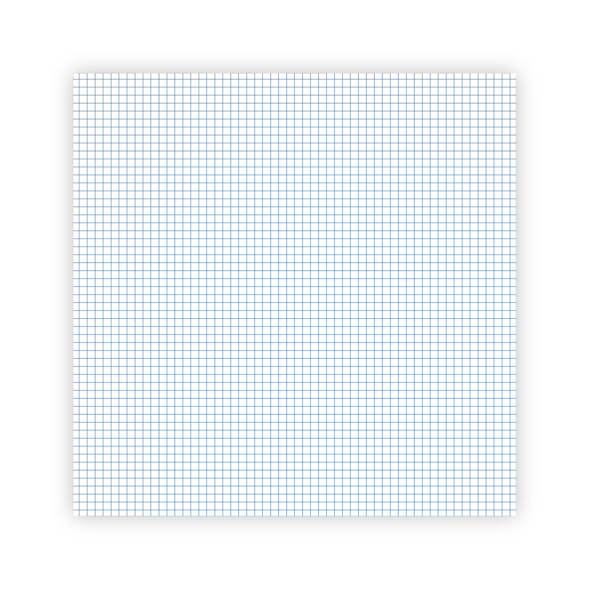 A pad of gridded paper with blue lines.