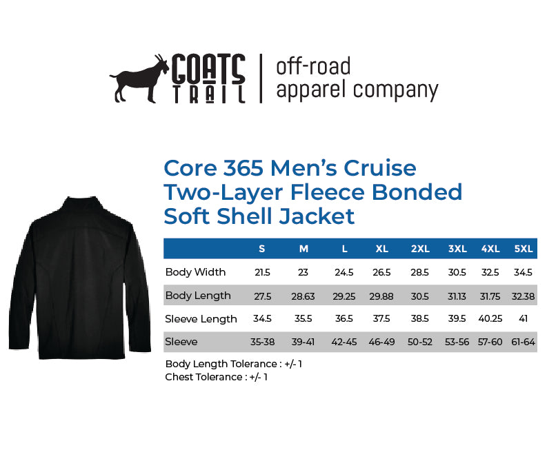 Men's Tall Core365 Fleece Jacket Size Chart-Goats Trail Offroad Apparel Company