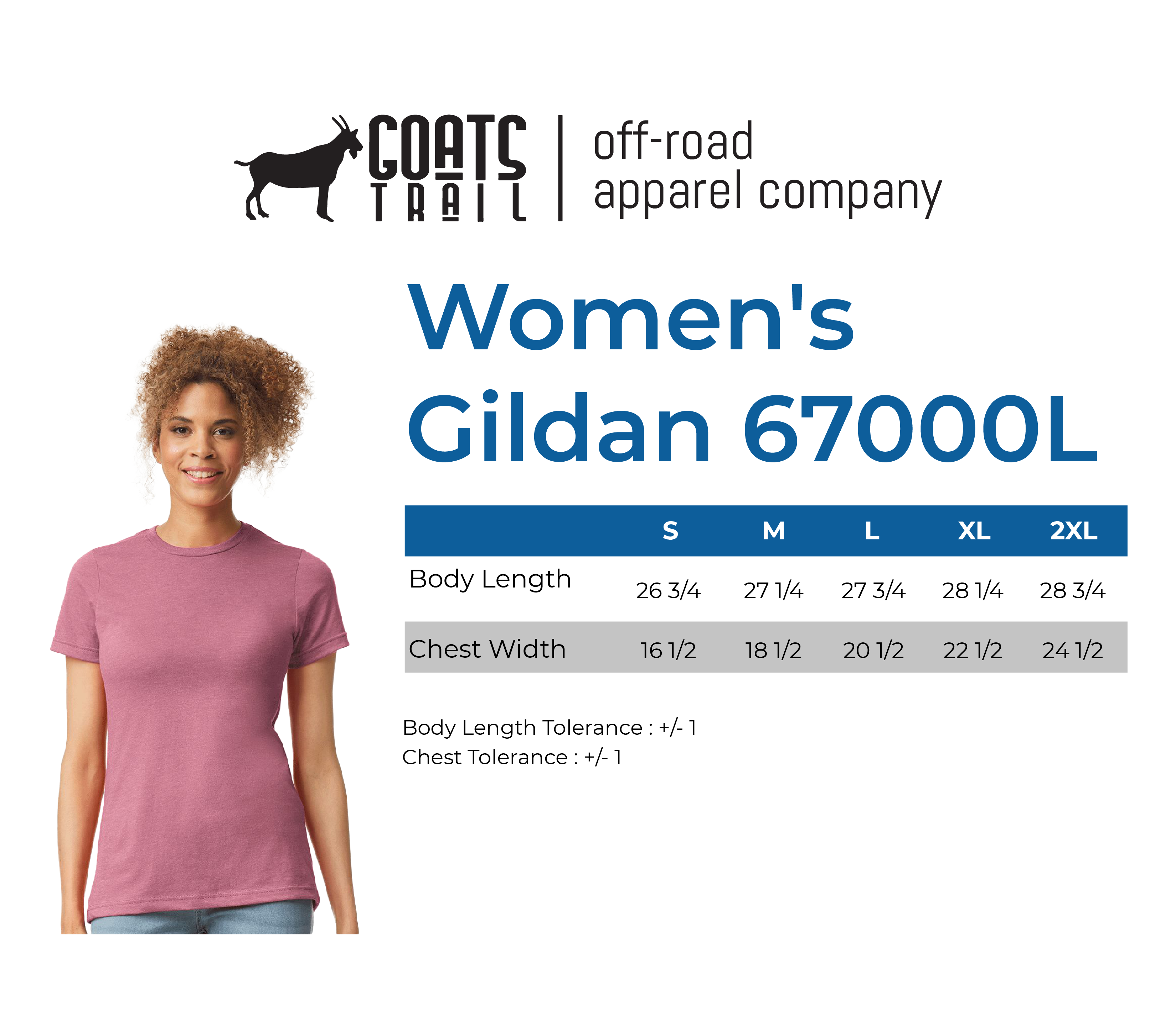 Women's CVC Gildan Tee Shirt-Goats Trail Offroad Apparel Company
