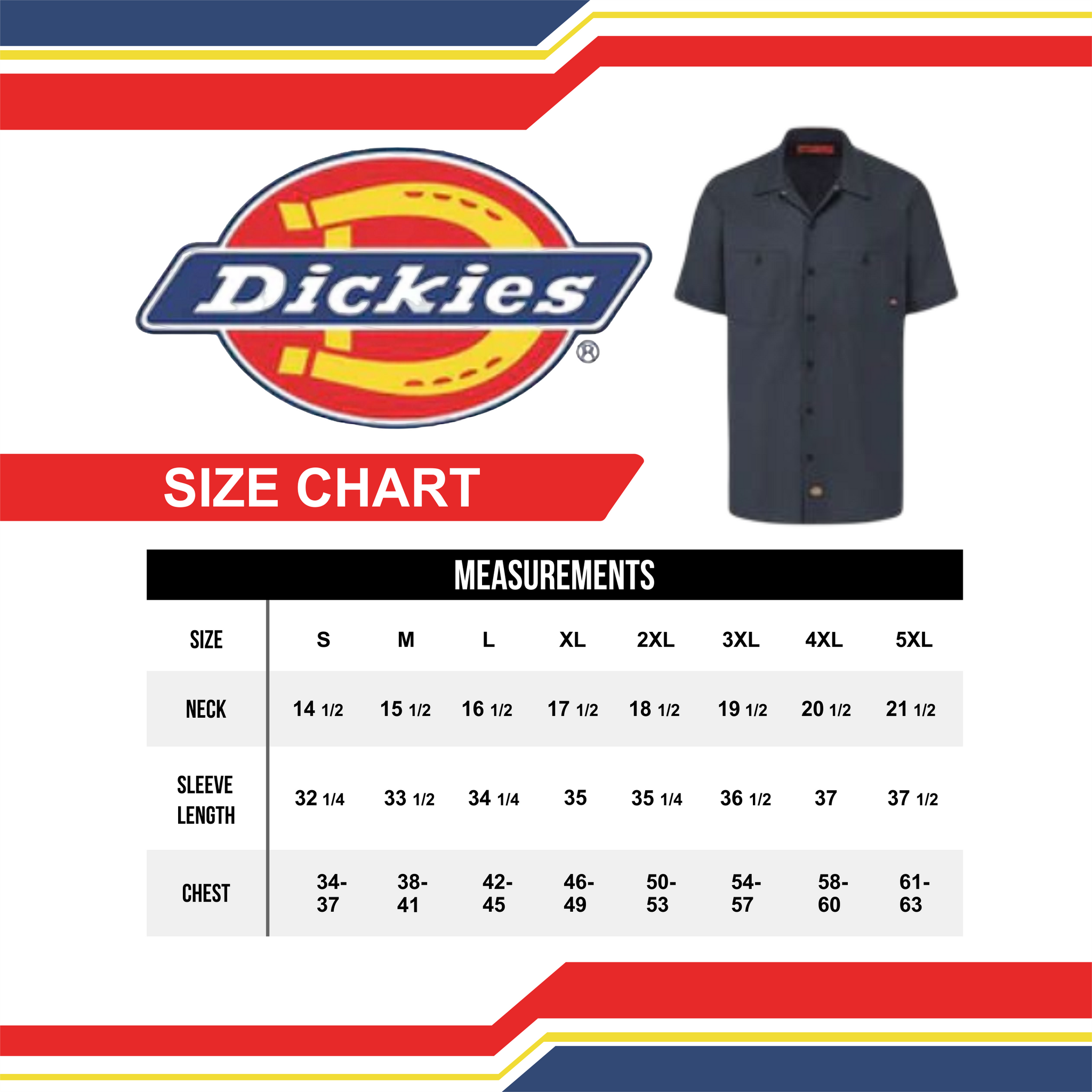 Dickies Size Chart