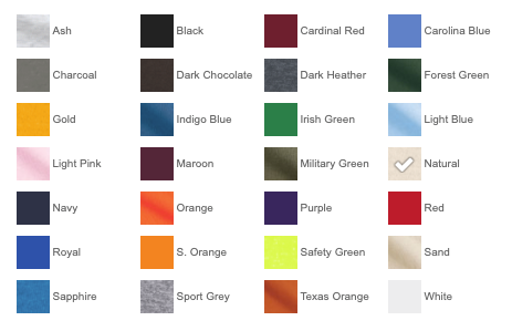 gildan heavy cotton color chart