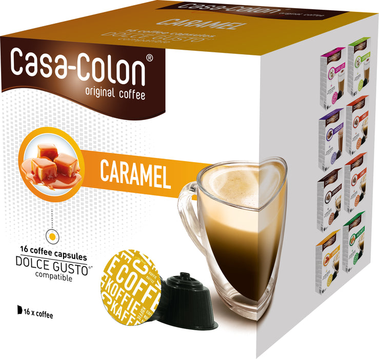 Evolueren katje Pef CASA COLON - DOLCE GUSTO®* COMPATIBLE COFFEE CAPSULES - CARAMEL - 16 P —  Flaronis