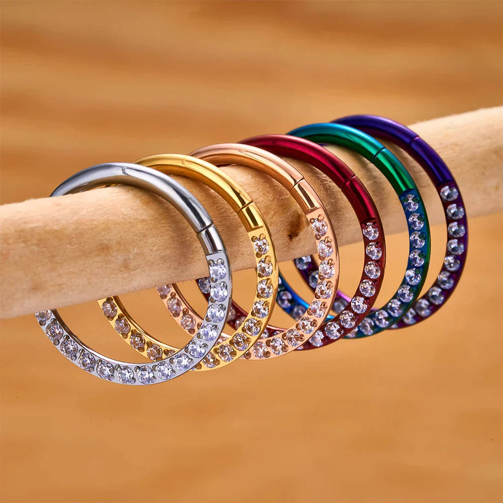 Anello al naso con diamante 16g titanio con CZ rosso verde blu oro oro rosa Rosery Poetry