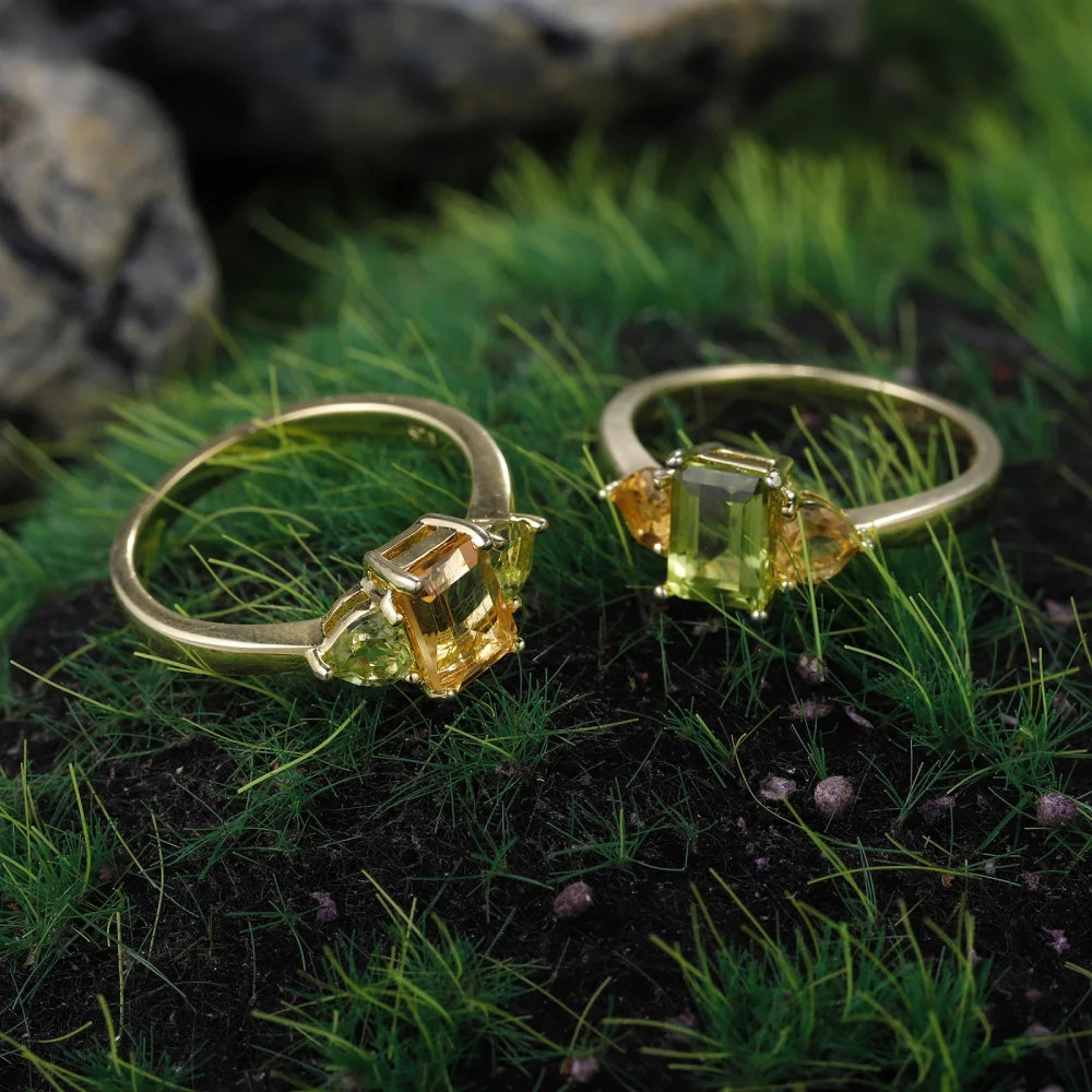 Citrine ring with peridot Rosery Poetry