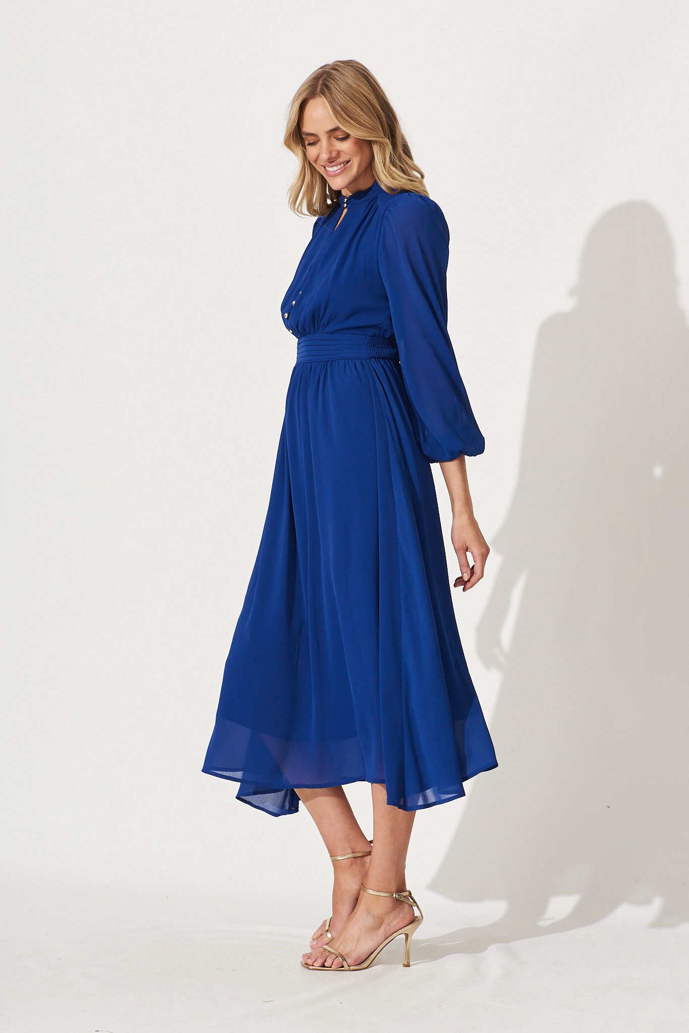 Lustre Midi Dress In Cobalt Chiffon