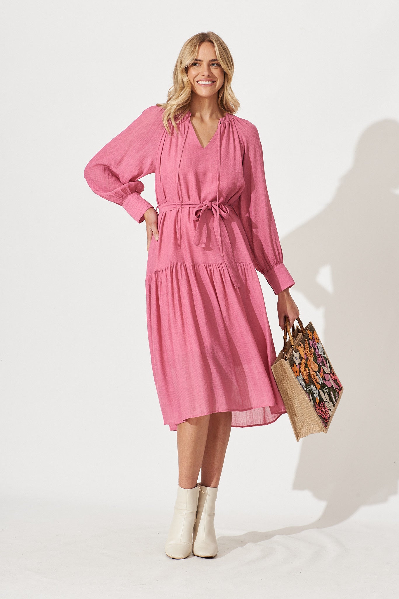 Ellora Midi Dress In Pink