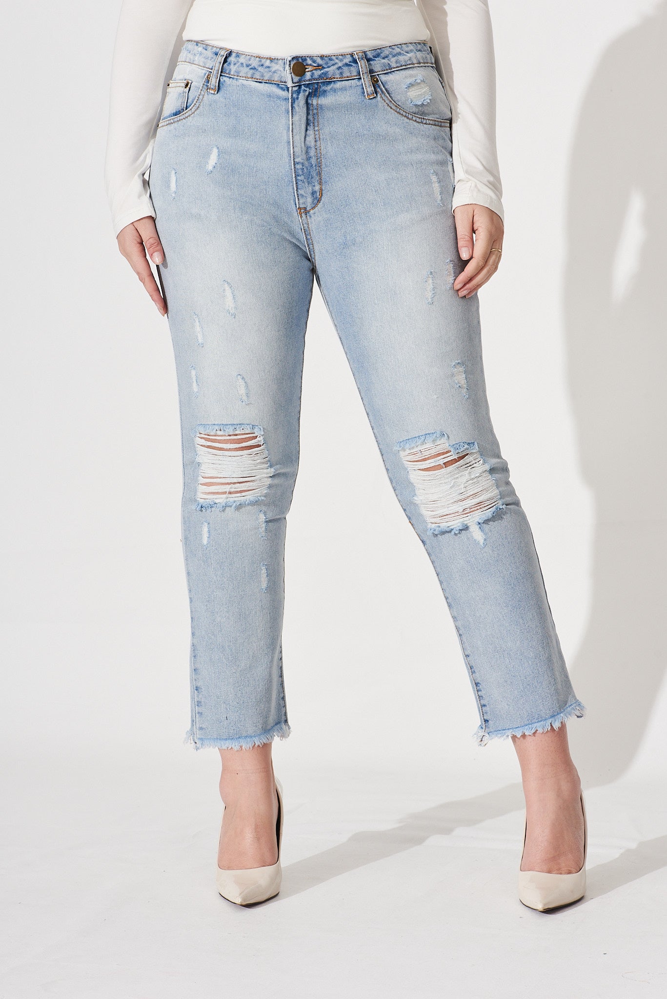 Chicago Ripped Jeans In Light Blue Denim