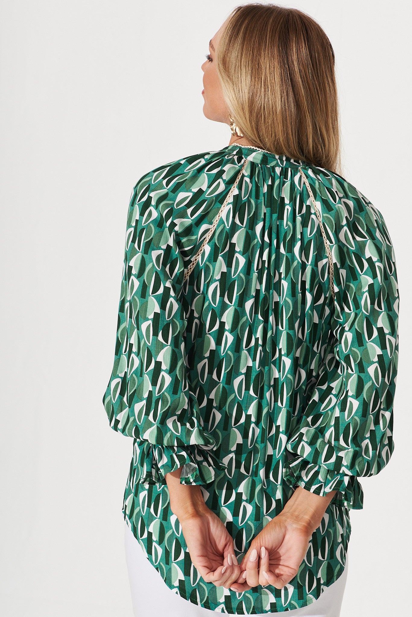 Chariot Shirt In Green Leaf Print