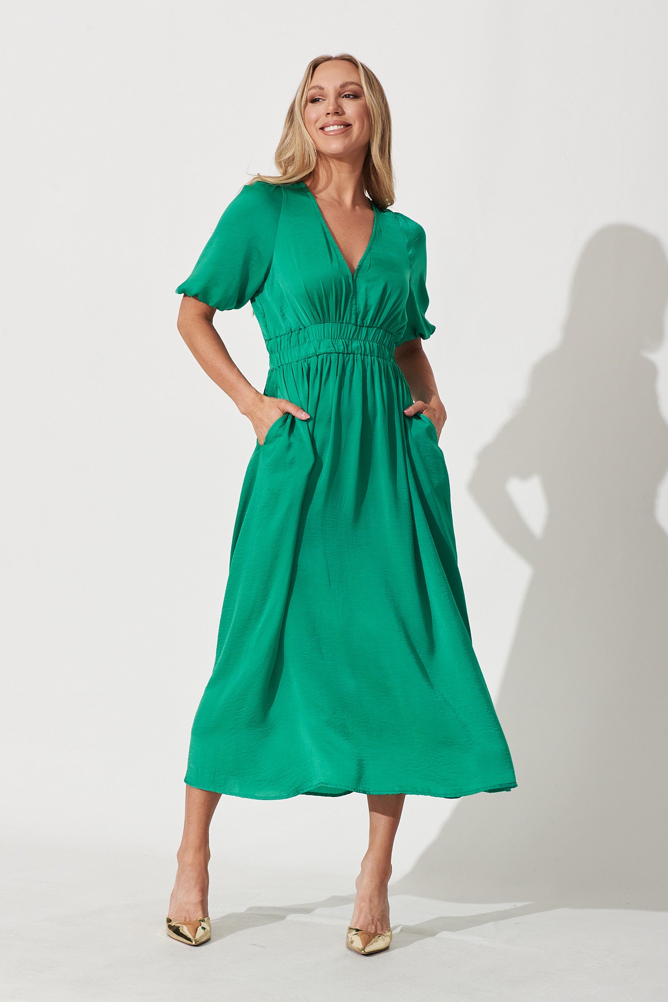 Magnetism Maxi Dress In Teal Satin