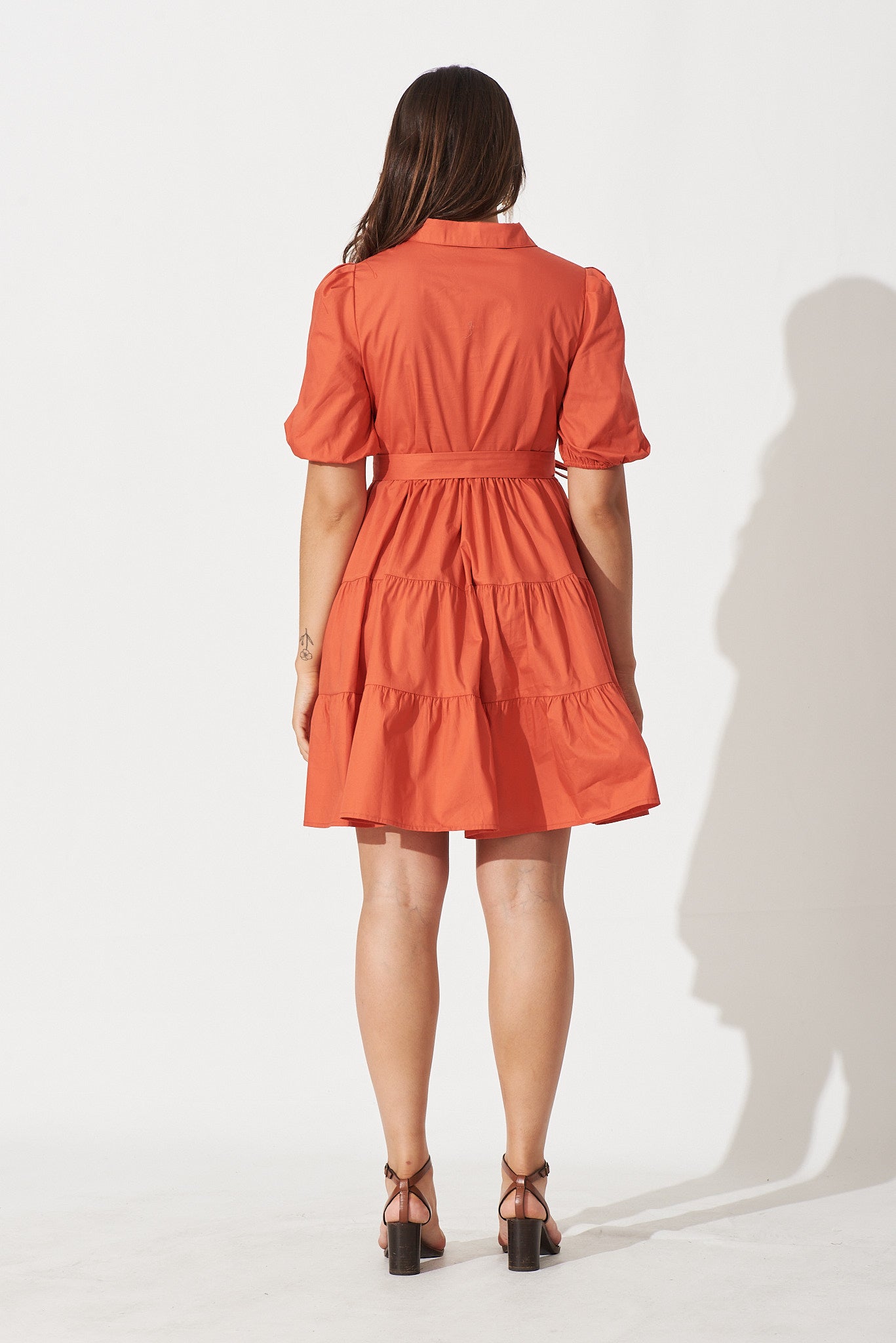 Cynthia Shirt Dress With Rust Cotton