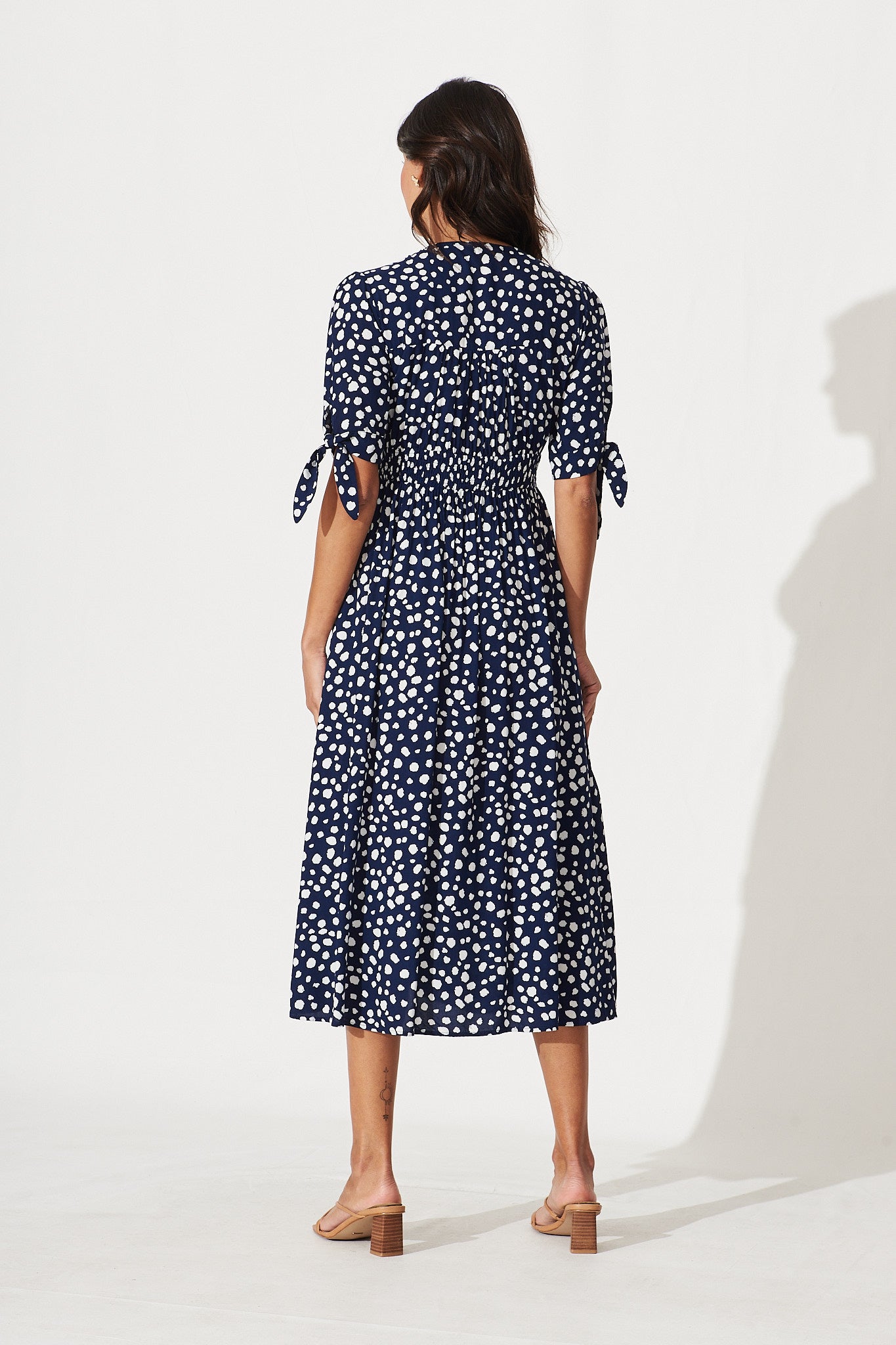 Akari Midi Dress In Navy With White Speckle