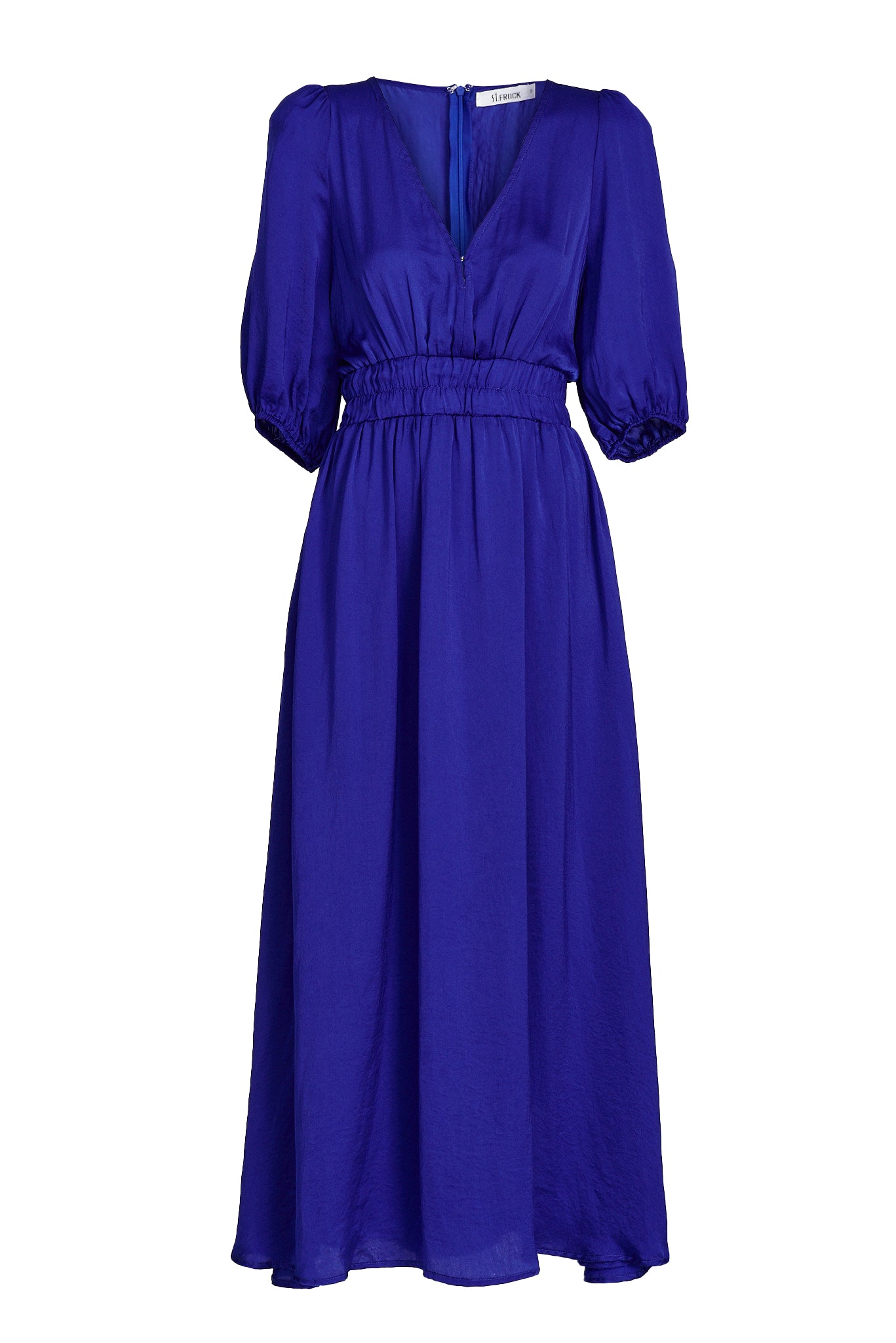 Magnetism Maxi Dress In Cobalt Satin