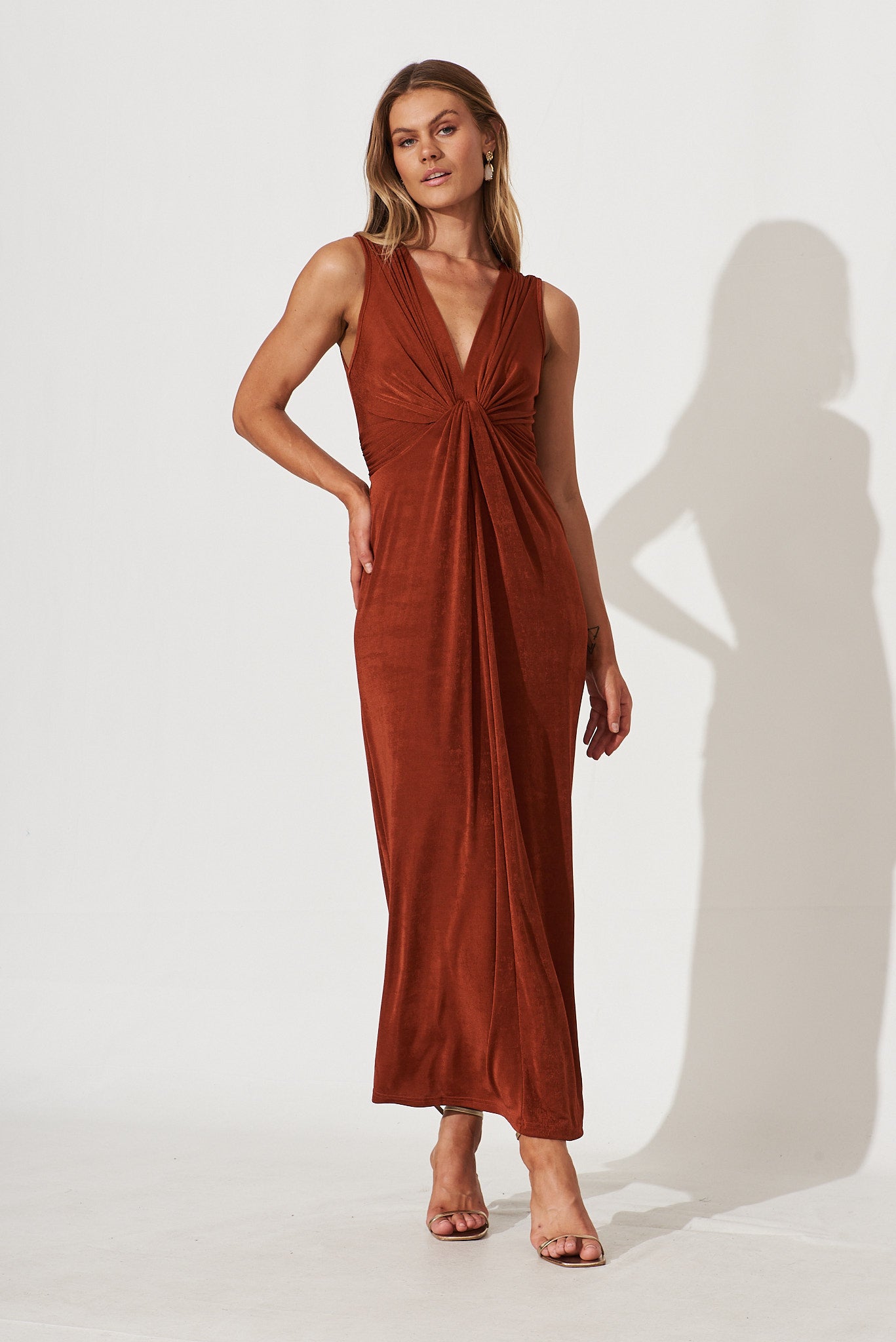 Eternal Flame Maxi Dress In Rust