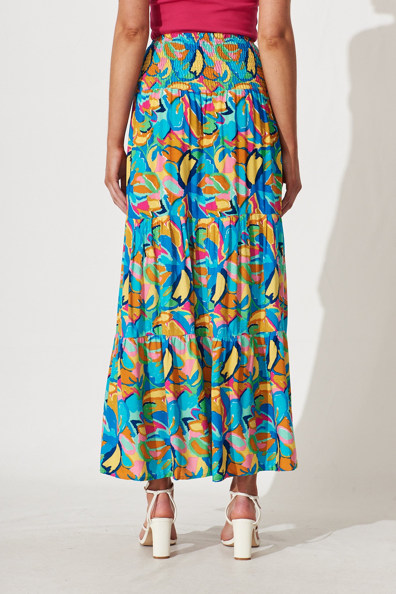 Macarena Maxi Skirt In Bright Abstract Floral Print