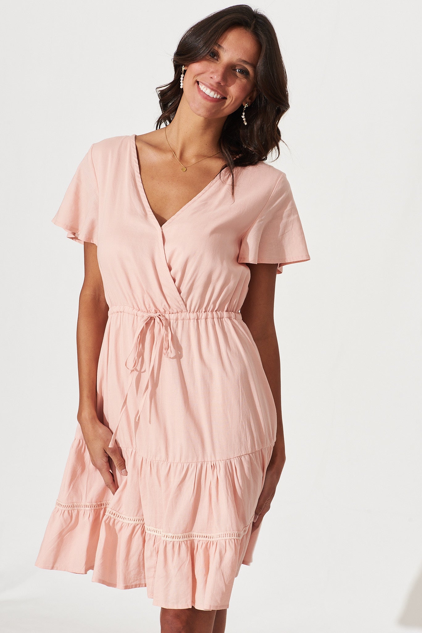 Aquarius Dress In Blush Linen Blend