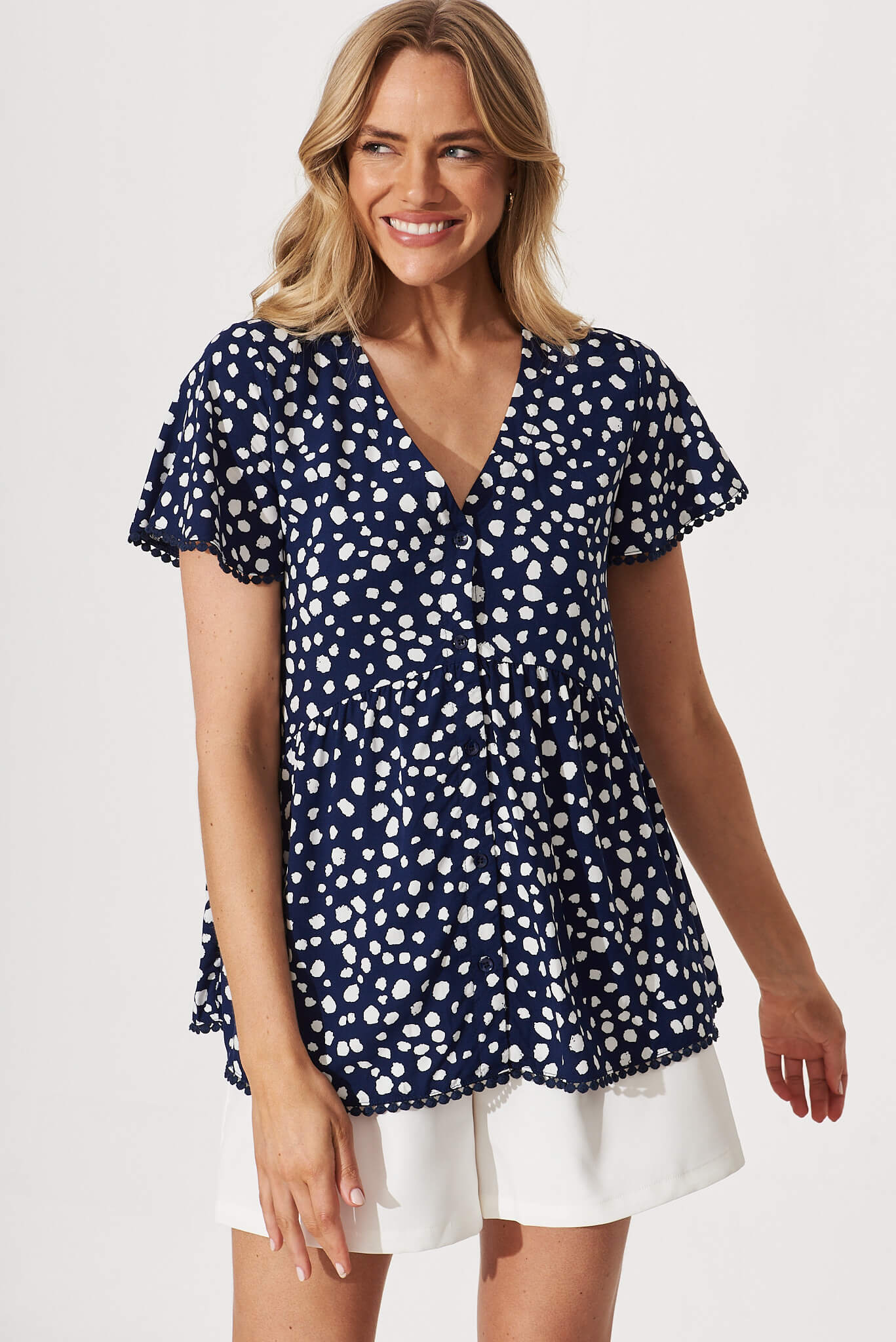 Darling Dreamer Top Navy With White Speckle