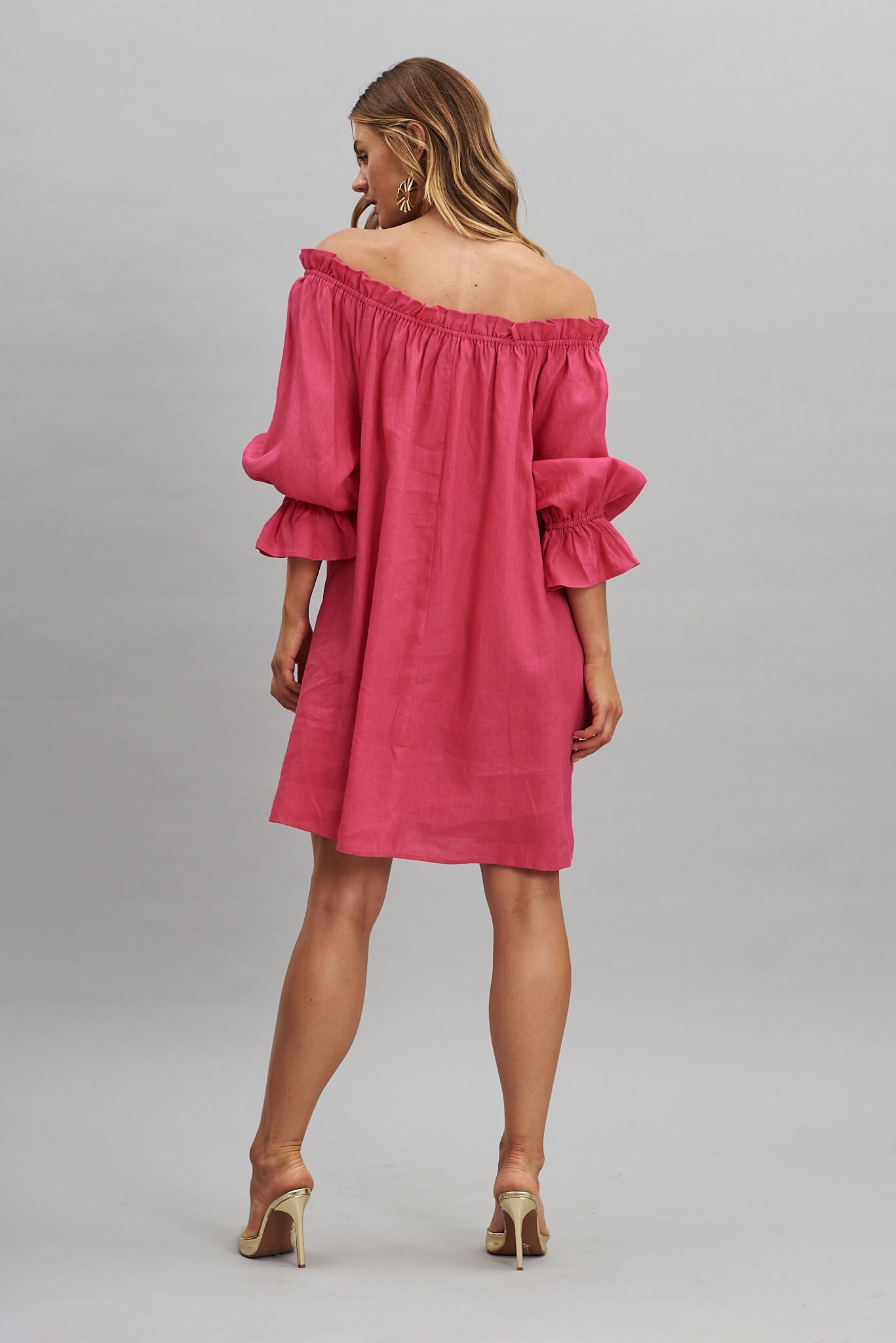 Luanna Dress In Hot Pink Pure Linen