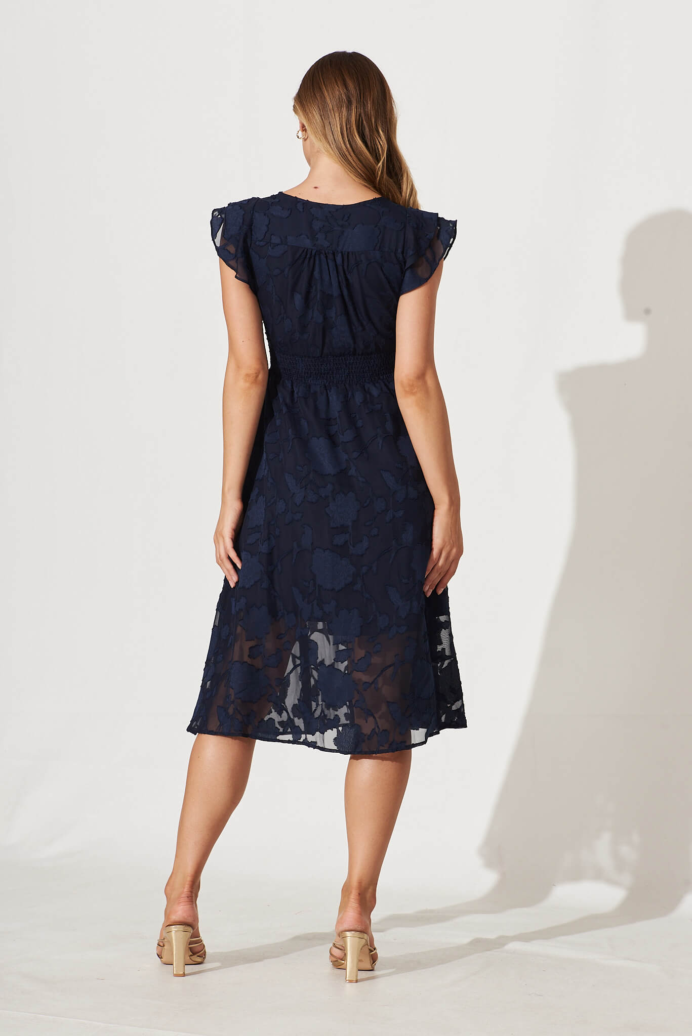 Constance Midi Dress In Navy Chiffon