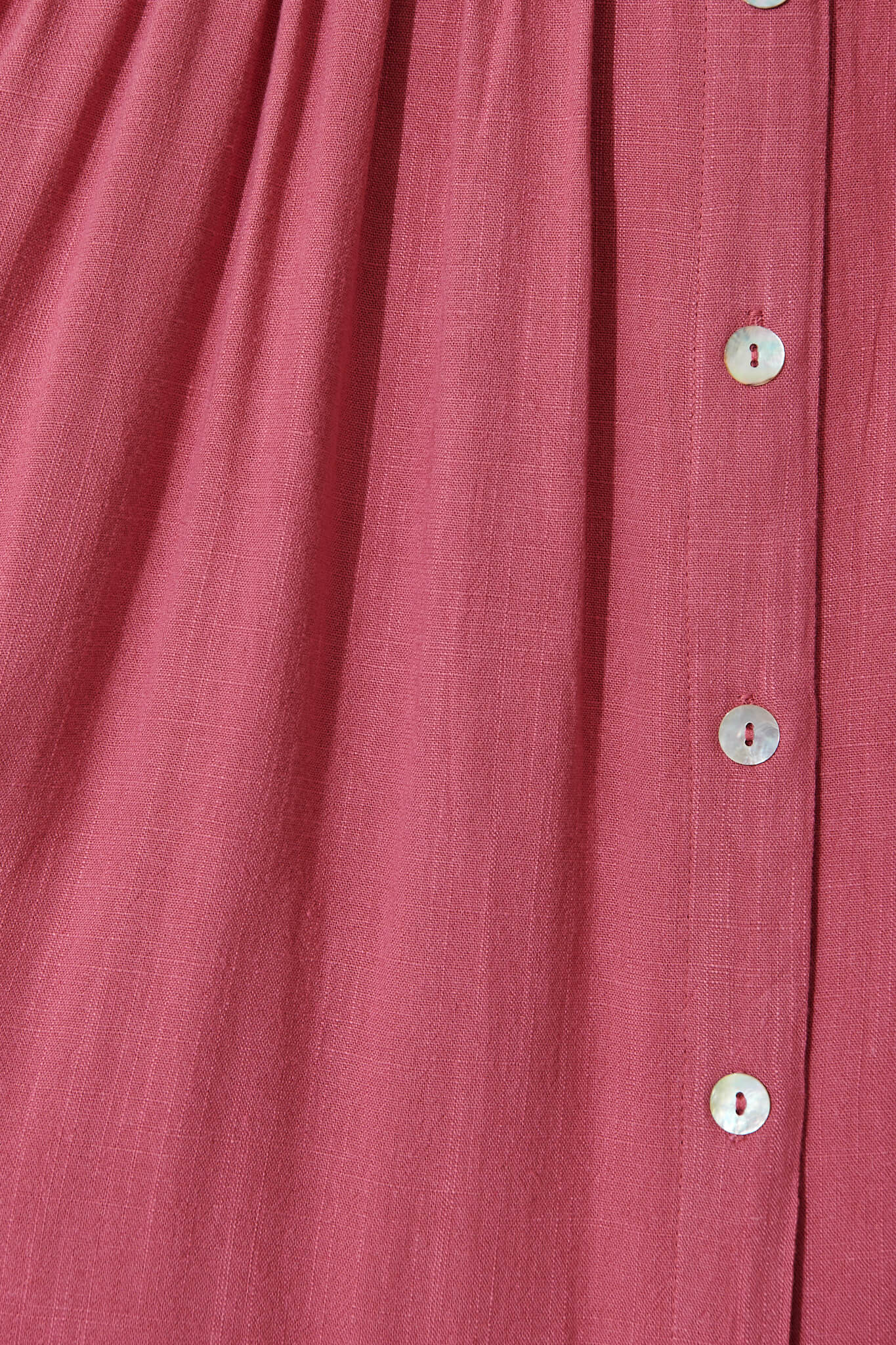 Horizon Smock Dress In Deep Rose Linen Blend