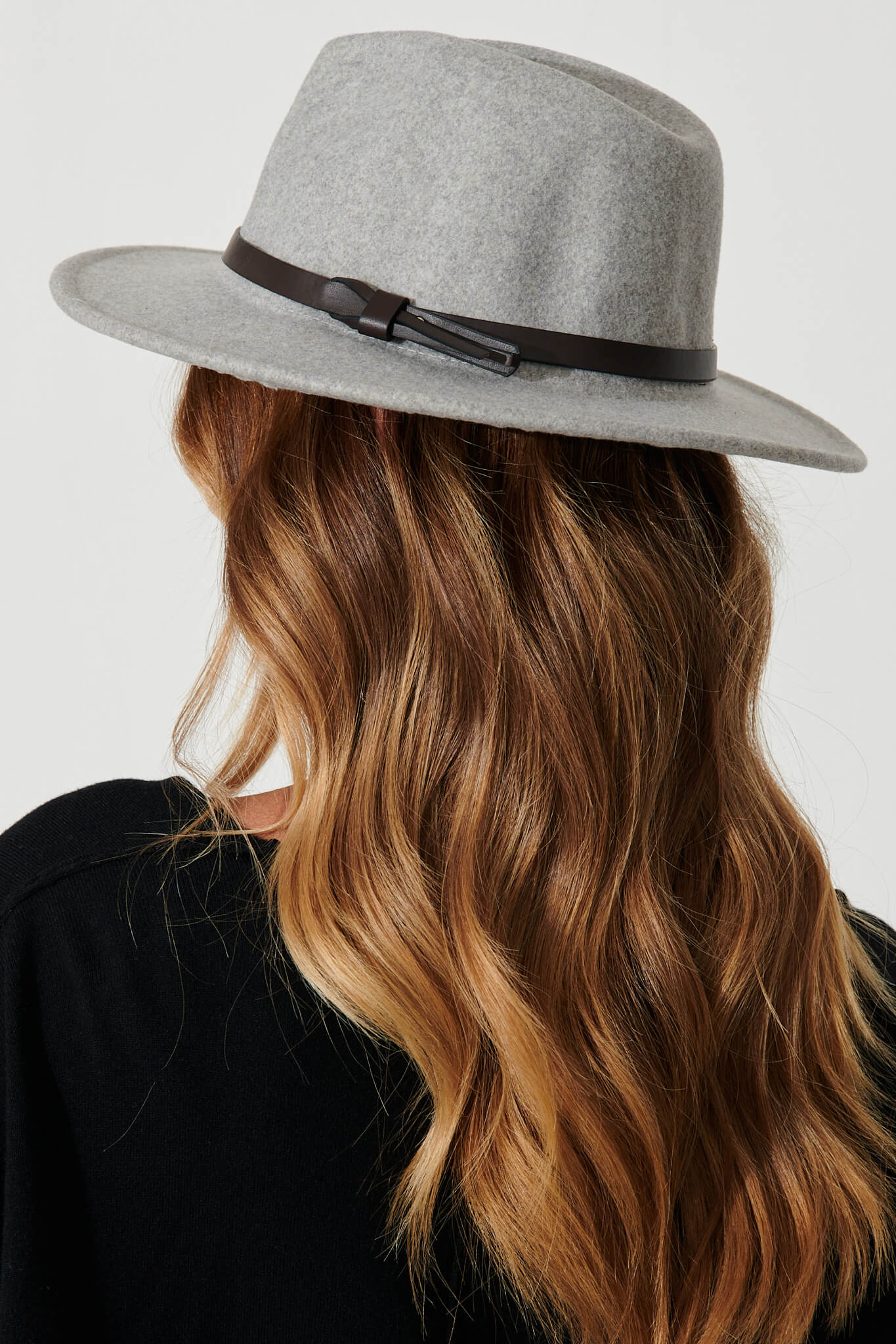 Ivy Fedora Hat In Light Grey With Black Trim