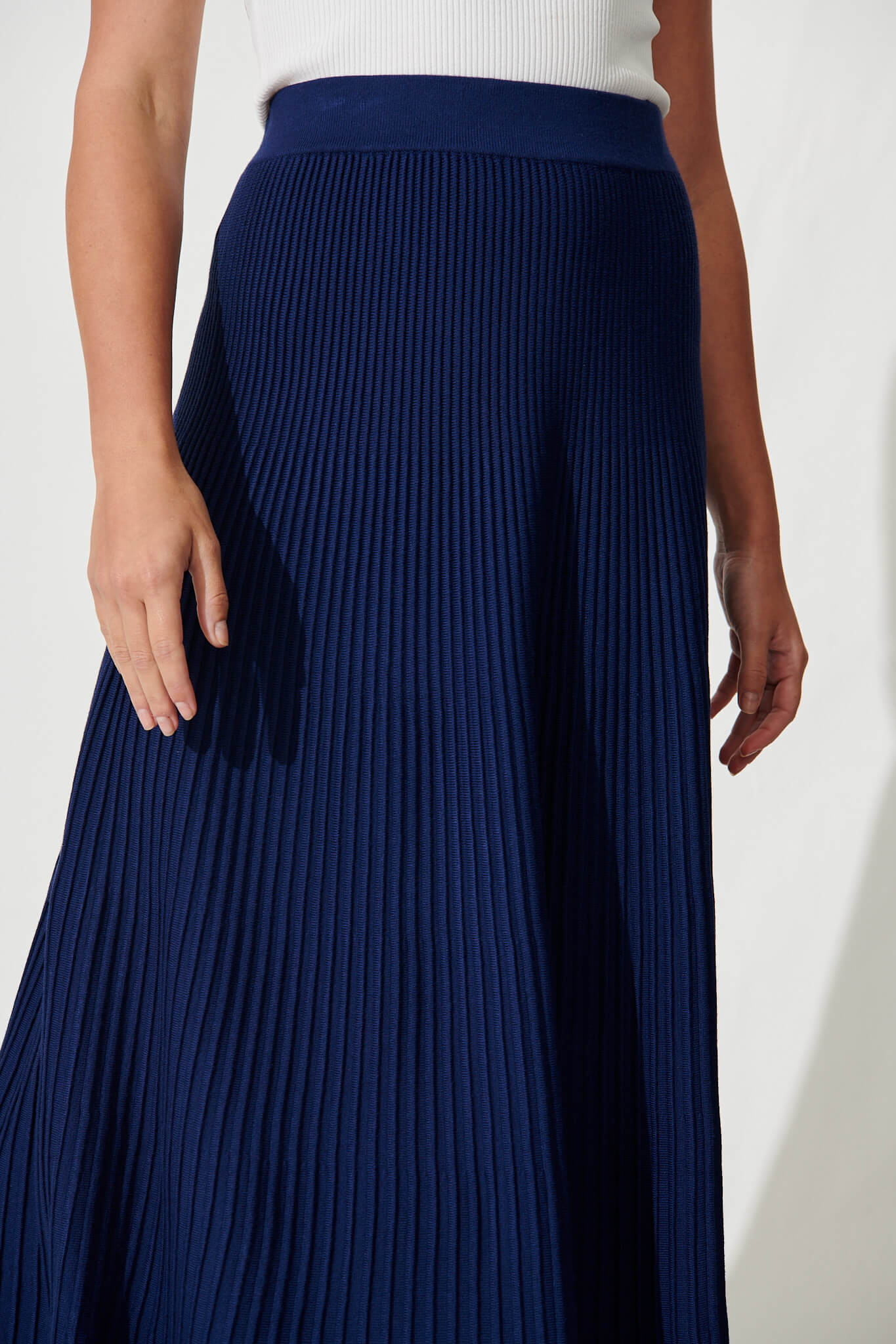 Honeycup Knit Skirt In Navy Cotton Blend