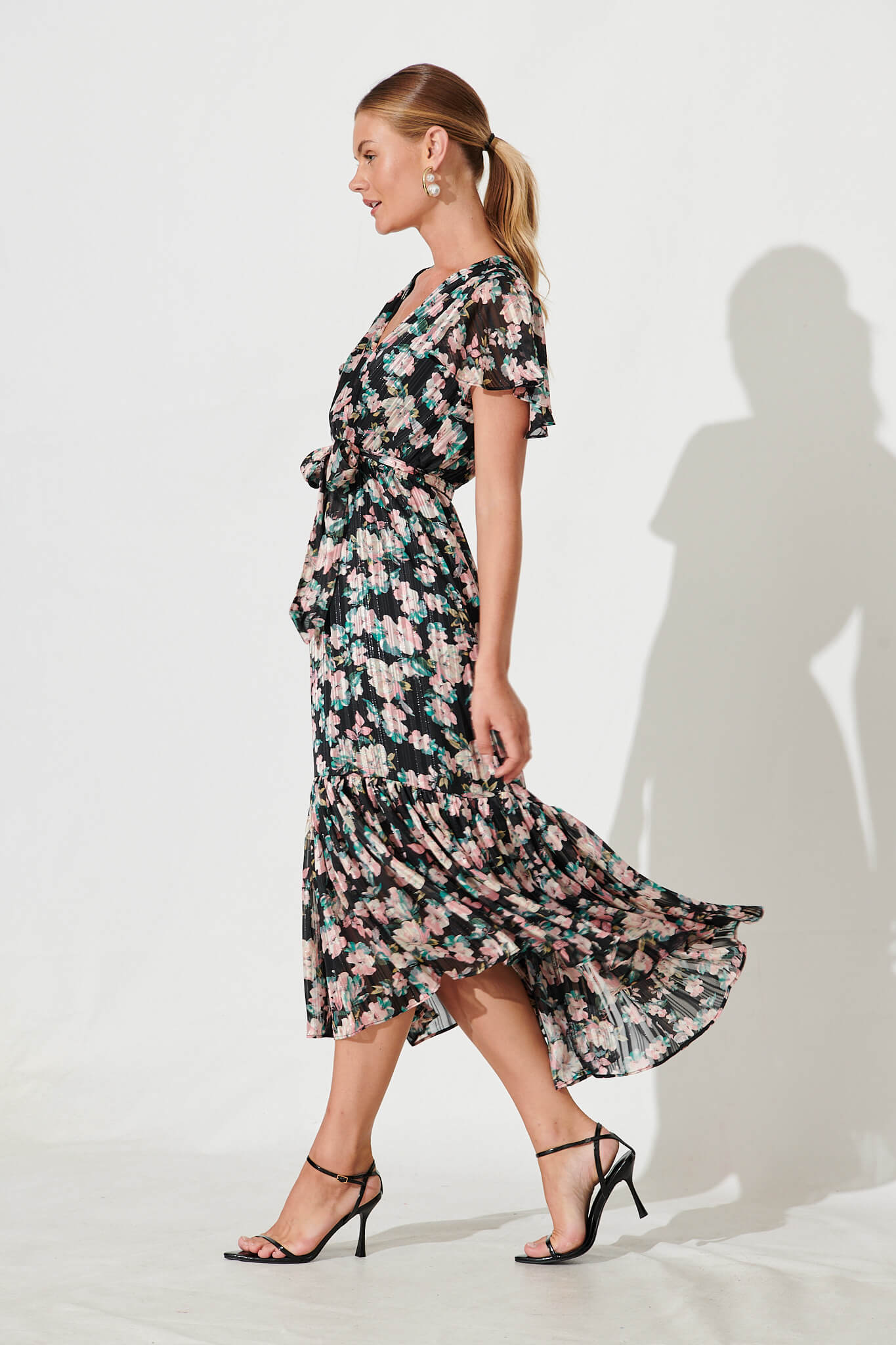 Applegate Maxi Dress In Black Multi Floral