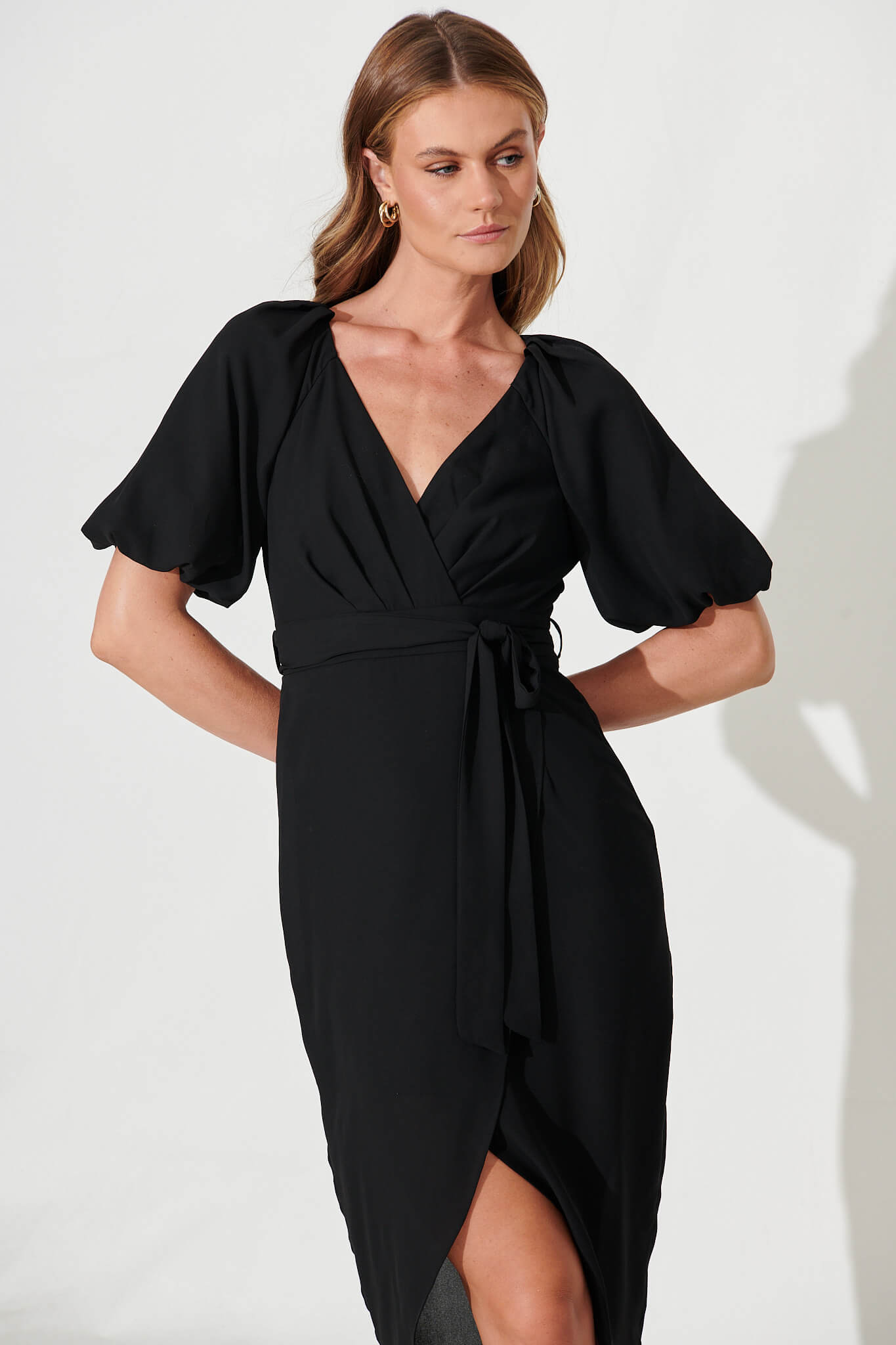 Atelier Midi Dress In Black Chiffon