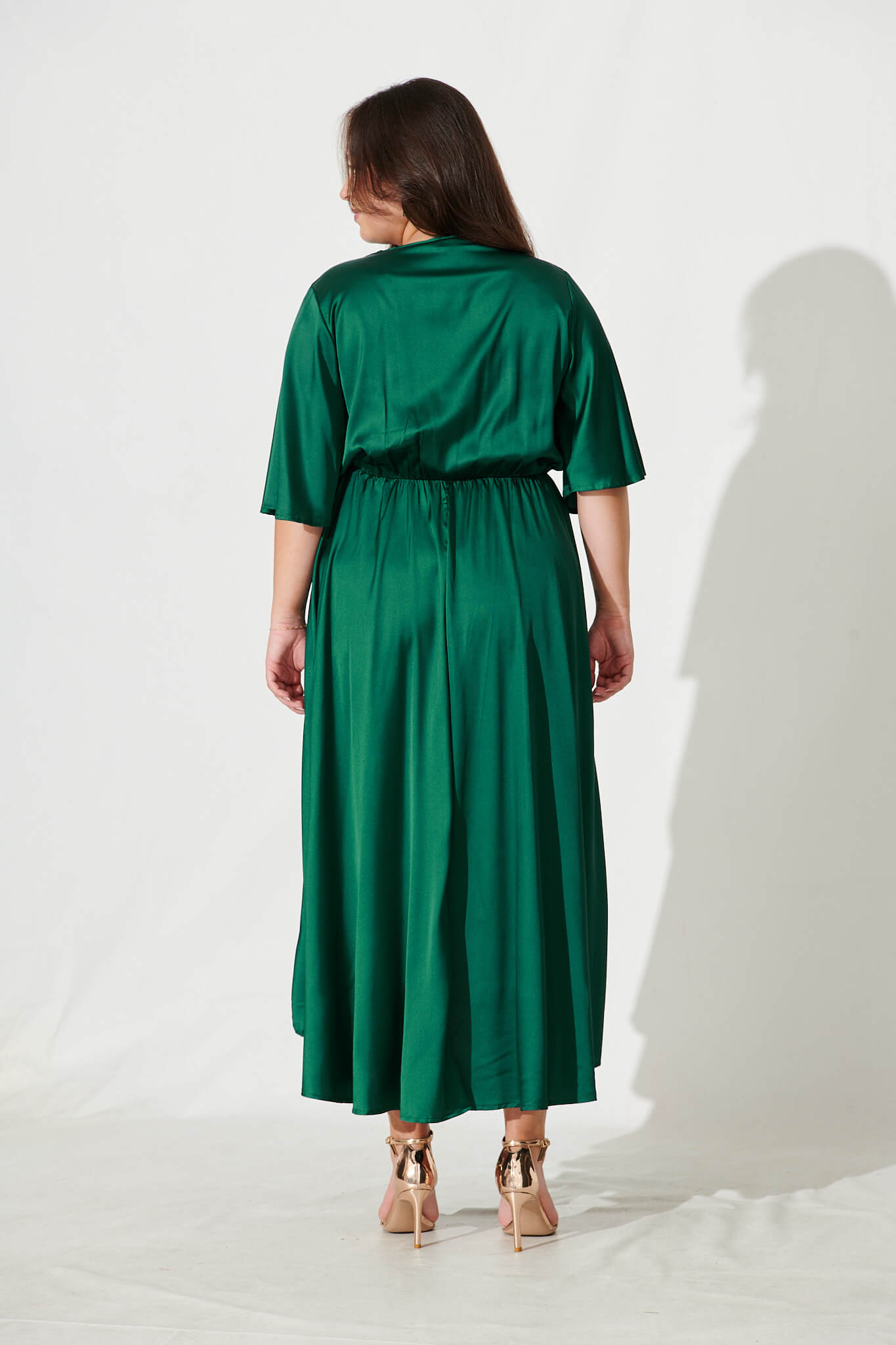 Helsinki Maxi Dress In Emerald Green Satin