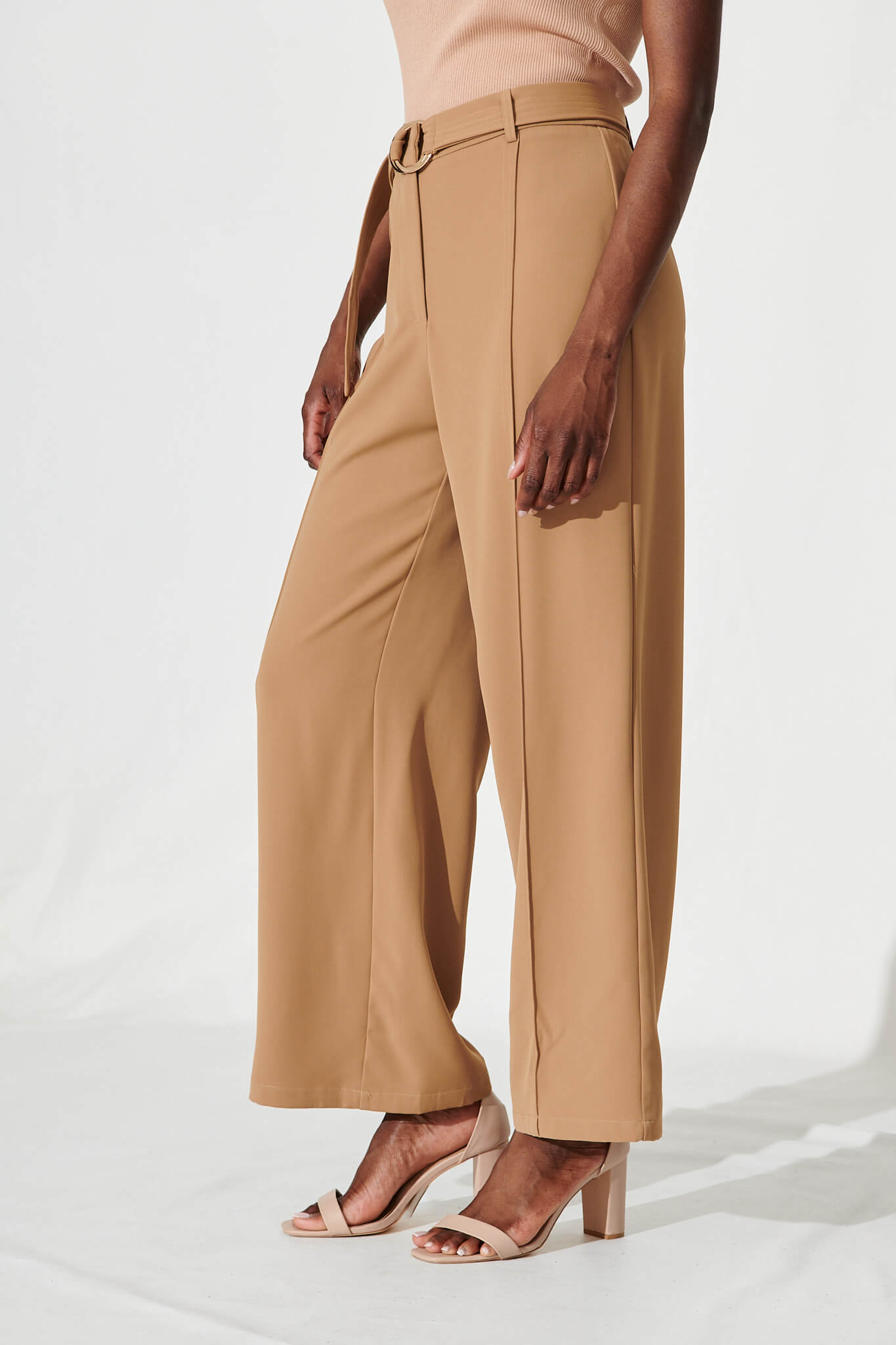 Belvia Wide Leg Pant In Tan