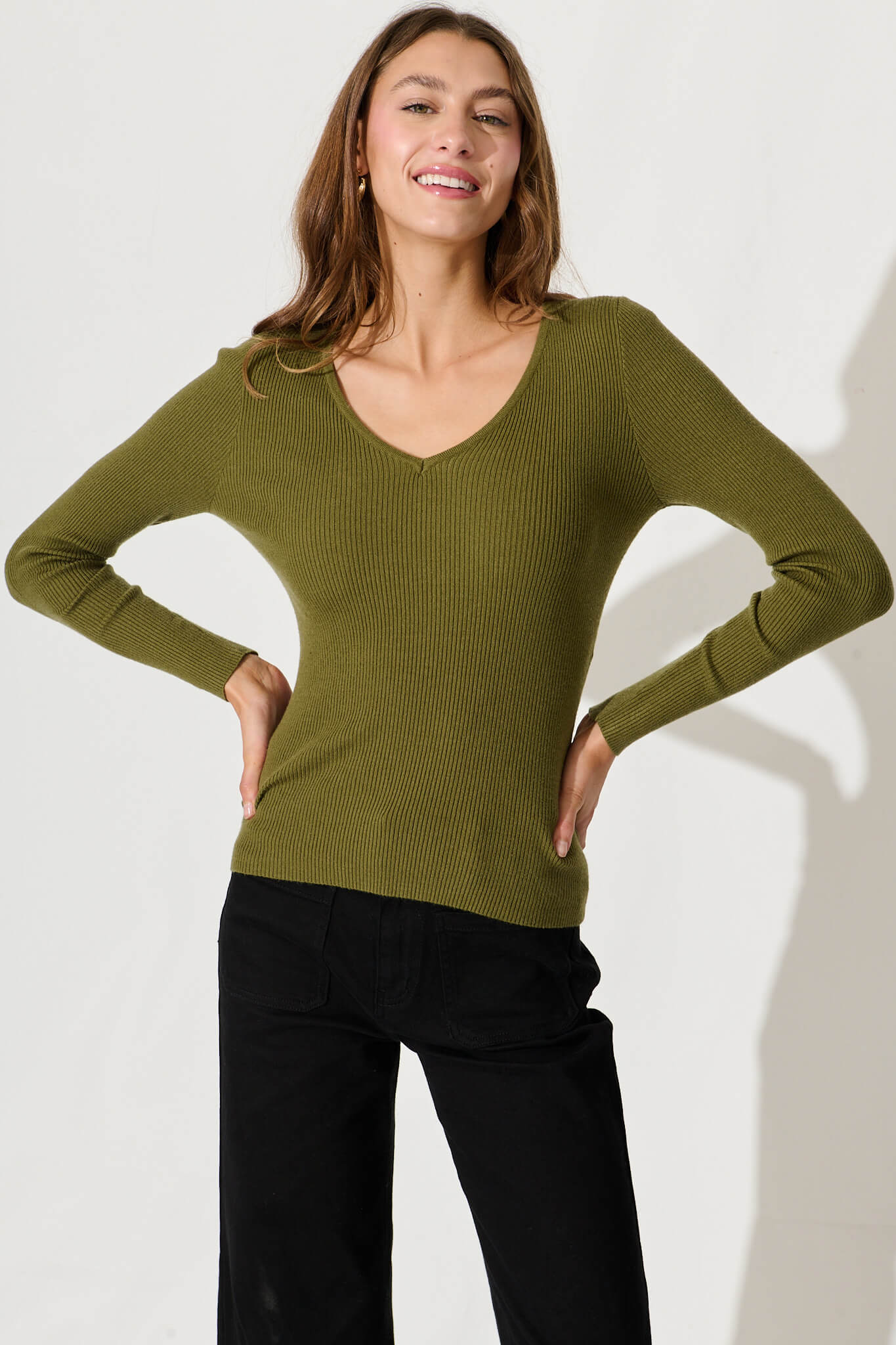 Levine Knit In Khaki Cotton Blend