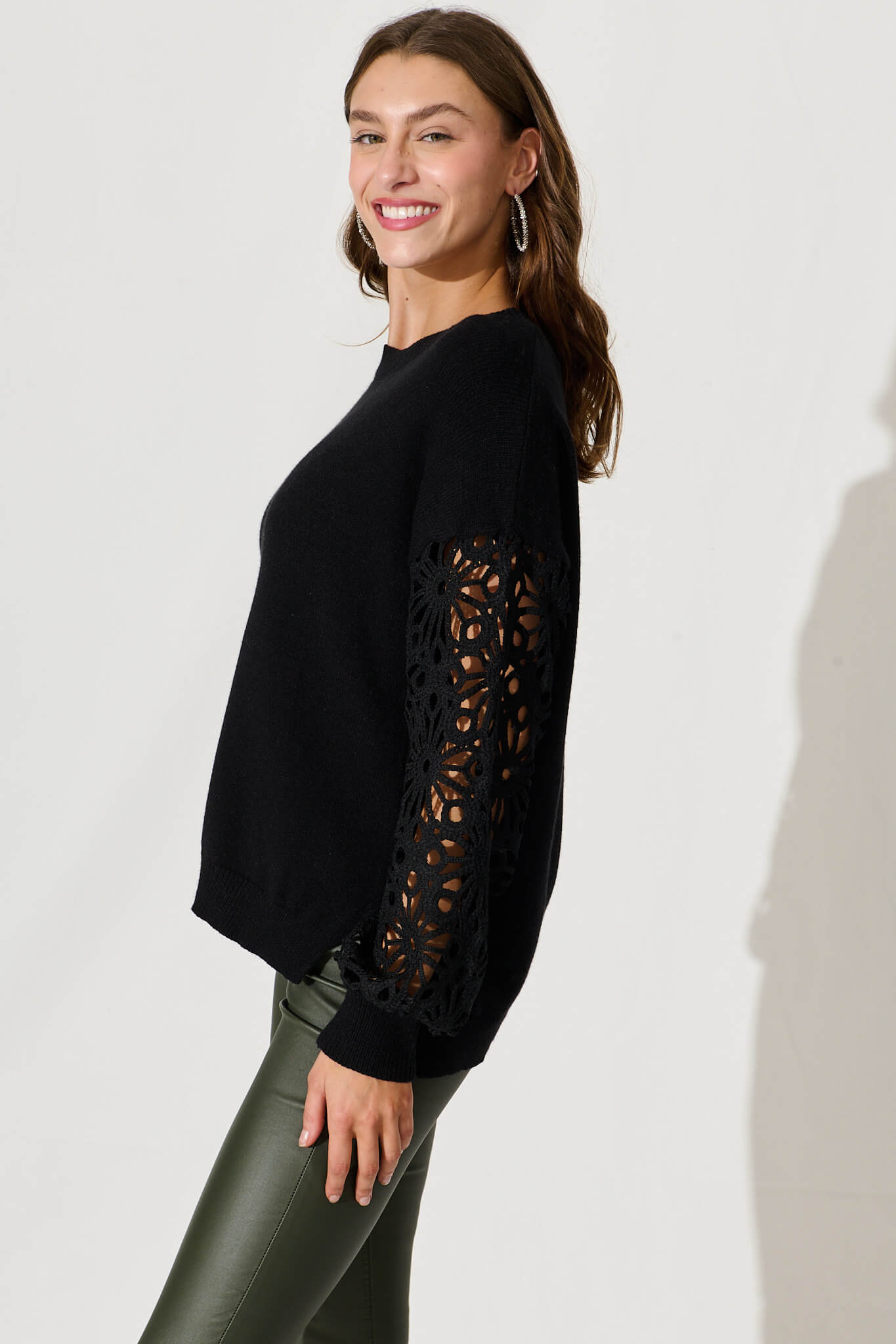 Harlow Knit In Black Wool Blend