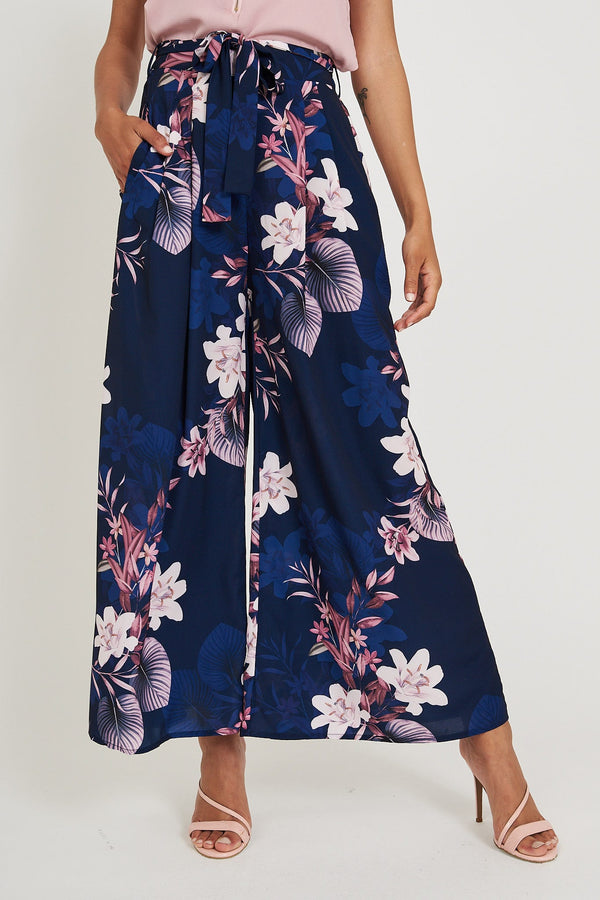 High Hopes Pants in Navy with Palm Print – St Frock