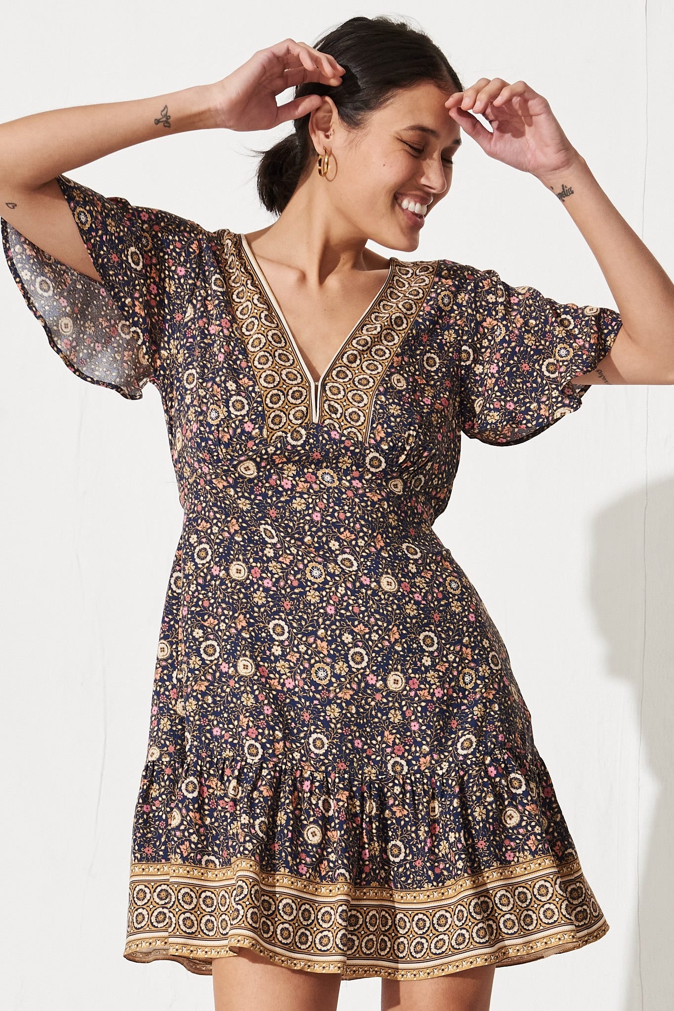 Stevie Dress in Multi Navy Boho Print – St Frock