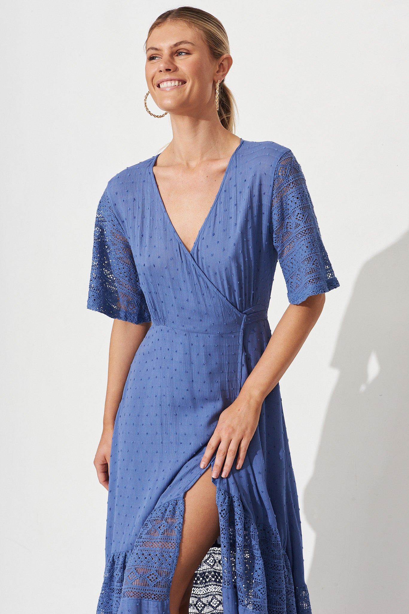 Palermo Wrap-Effect Dress misty blue | finiscapital.com