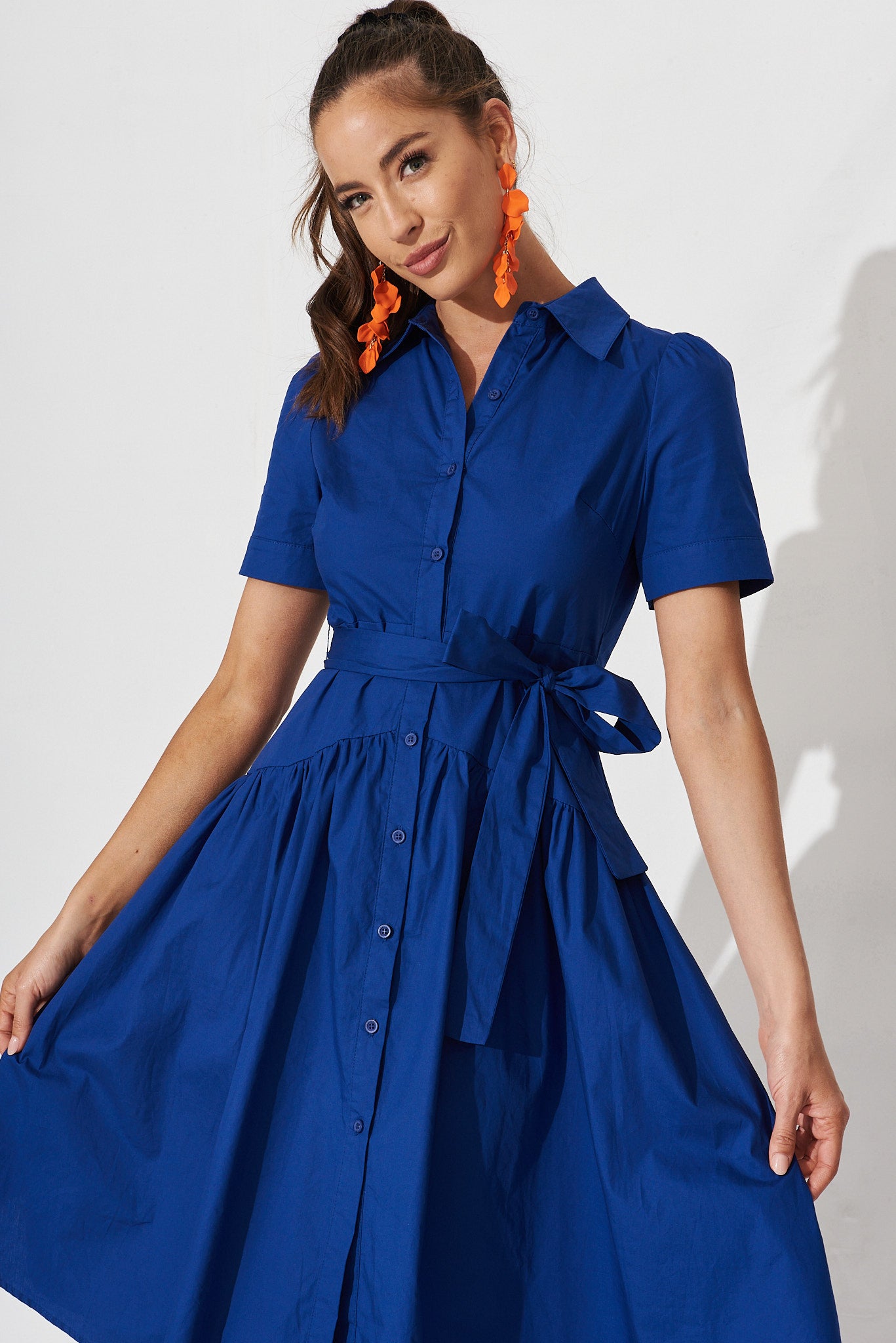 Annmarie Midi Shirt Dress In Royal Blue – St Frock